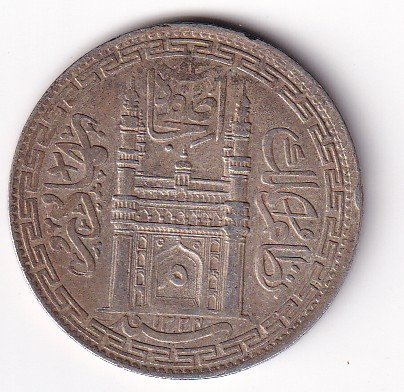 Princely state of Hyderabad 1 Rupee (1762-1950) Mir Usman Ali Khan Silver Coin #V-272