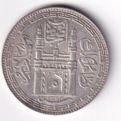 Princely state of Hyderabad 1 Rupee (1762-1950) Mir Usman Ali Khan Silver Coin #V-278
