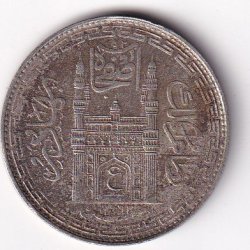 Princely state of Hyderabad 1 Rupee (1762-1950) Mir Usman Ali Khan Silver Coin #V-280