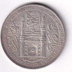 Princely state of Hyderabad 1 Rupee (1762-1950) Mir Usman Ali Khan Silver Coin #V-281