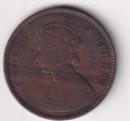 India - British ½ Anna 1877 - Victoria RARE COIN #V-390