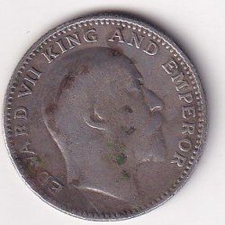 Alternative view of India - British  ½ Rupee 1905 - Edward VII Rare Date Silver Coin #V-416