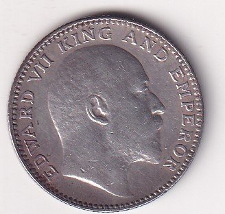 India - British ½ Rupee 1907 - Edward VII Rare High Grade Silver Coin #V-418