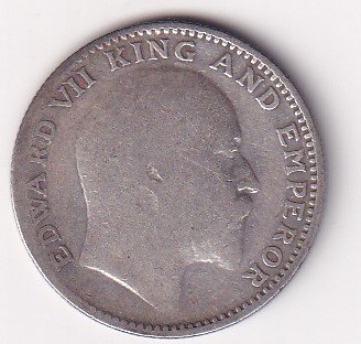 India - British ½ Rupee 1907 - Edward VII Rare Silver Coin #V-421
