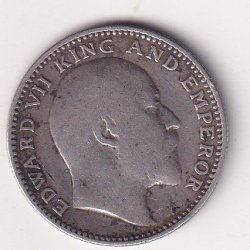 Alternative view of India - British ½ Rupee 1910 - Edward VII Rare Silver Coin #V-423