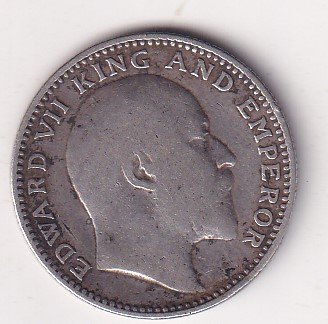 India - British ½ Rupee 1910 - Edward VII Rare Silver Coin #V-423