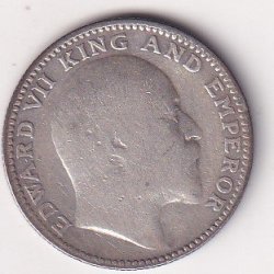 Alternative view of India - British  ½ Rupee 1910 - Edward VII Rare Silver Coin #V-424