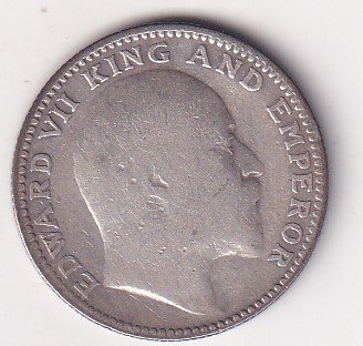India - British  ½ Rupee 1910 - Edward VII Rare Silver Coin #V-424
