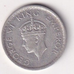 Alternative view of India - British  ½ Rupee 1940 - George VI Rare Silver Coin #V-425