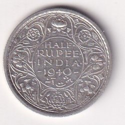 India - British ยฝ Rupee 1940 - George VI Rare Silver Coin #V-425
