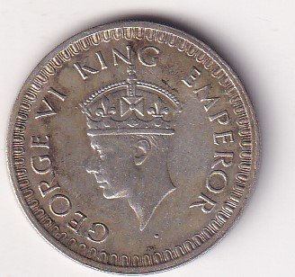 India - British  ½ Rupee 1942 - George VI Rare Silver Coin #V-426