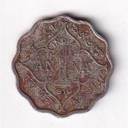 1910 ONE ANNA EDWARD BRITISH INDIA RARE COIN#I-106