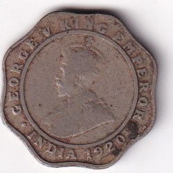 BRITISH INDIA 4 ANNA 1920 GEORGE V RARE COIN#I-108
