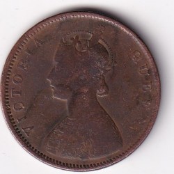Alternative view of BRITISH INDIA HALF ANNA 1862 VICTORIA BIG SIZE COIN #I-112
