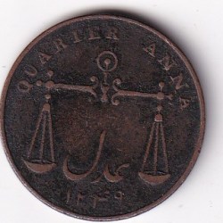 Alternative view of 1833 QUARTER ANNA EAST INDIA COMPANY RARE COIN #I-115
