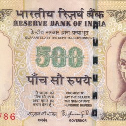500 RUPEES GOVERNOR RAGHU RAM RAJAN UNC RARE NOTE WITH FANCY NUMER ENDING 786