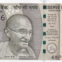 123456 FANCY NUMBER 500 RUPEES GOVERNOR SANJAY MALHOTRA RARE GEM UNC NOTE