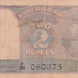 2 Rupees George VI Governor C.d.deshmukh British - India Rare Note
