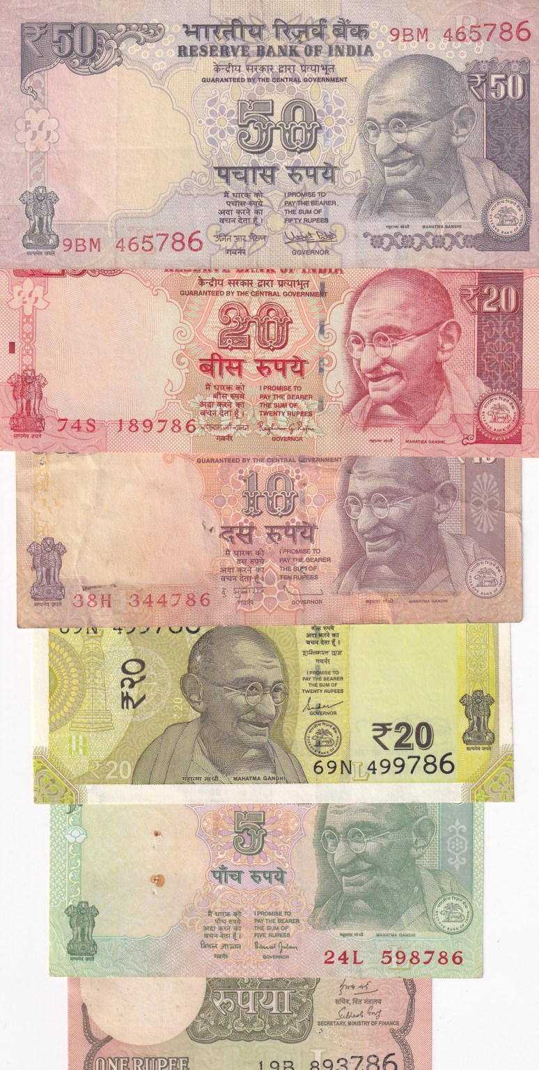 6 DIFFERENT ENDING 786 FANCY NUMBER NOTE SET – Coinbazzar.com