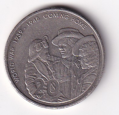 Australia 20 Cent-Elizabeth II 4th Portrait (Coming Home - End of World War II) Rare Coin#I-131