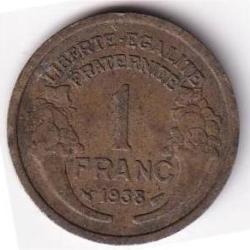 France 1 Franc 1938 Rare Coin#I-132