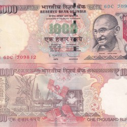 1000 RUPEES GOVERNOR D.SUBBARAO ( R INSERT 2013 ) RARE WITHOUT PEN MARK TOP CONDITION NOTE