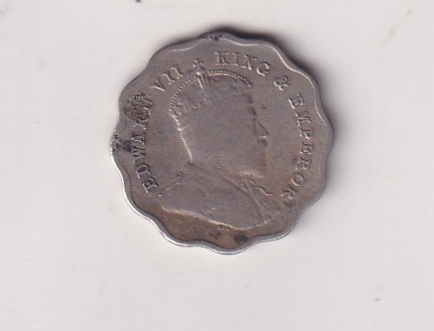 India - British 1 Anna 1907 - Edward VII RARE COIN # 1023