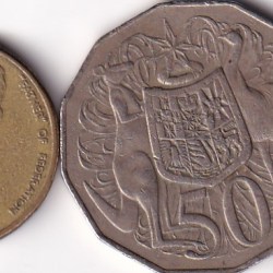 AUSTRALIA 4 COIN SET (2 DOLLAR,ONE DOLLAR,HALF DOLLAR,20 CENT ) RARE COIN SET #I-153