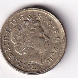 England 1 Pound 2010 Shifting Error Coin #I-174