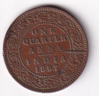 British India ¼ Anna 1897 Victoria High Grade Coin #I-168
