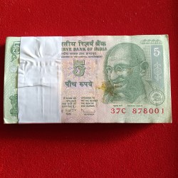 Five Rs Mahatma Gandhi Bundle Governor D Subbarao Year 2010 Fancy Number Full Bundle 878001