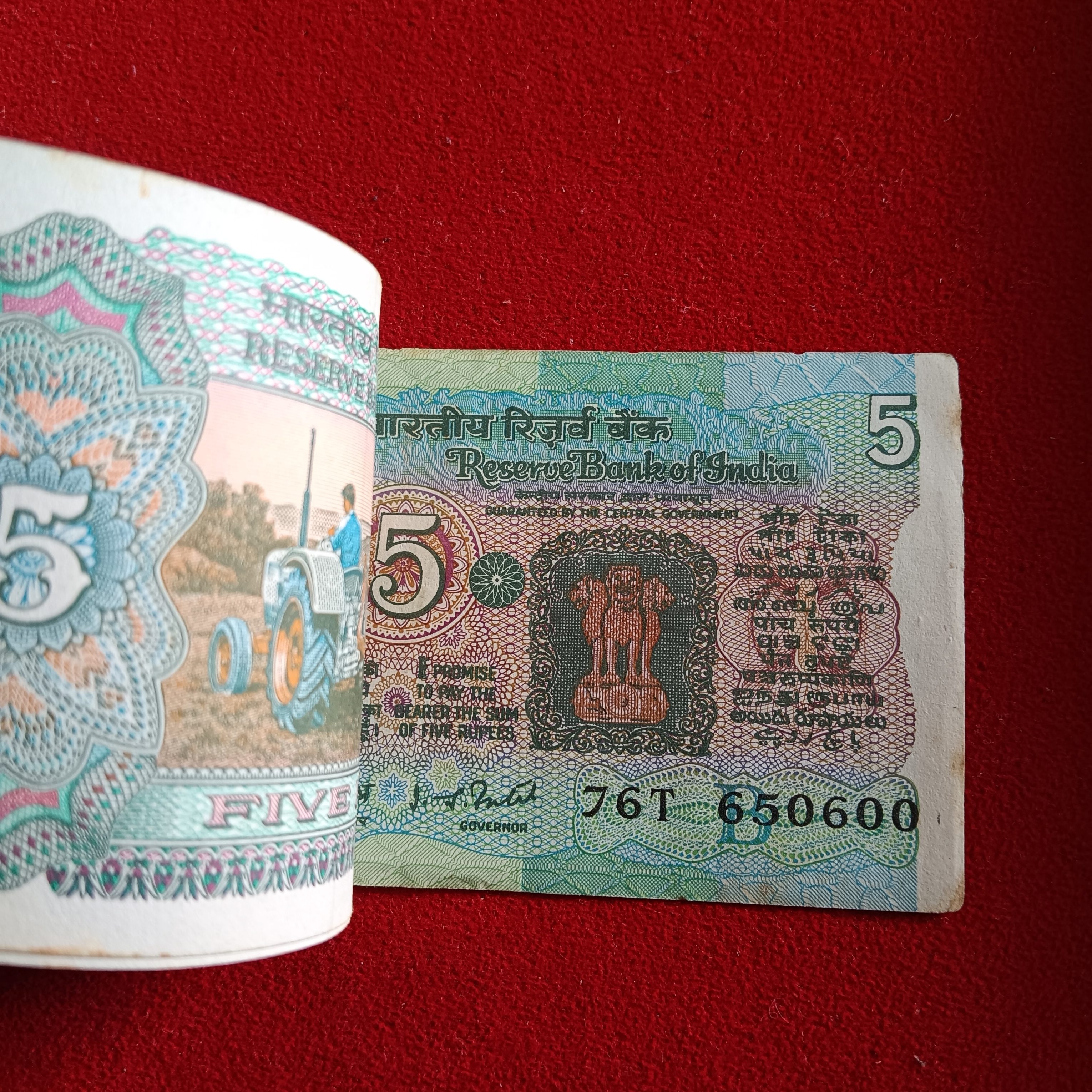 Five Rs Old Rare Tractor Full Bundle Governor IG Patel Republic of India 650501 - Image 5