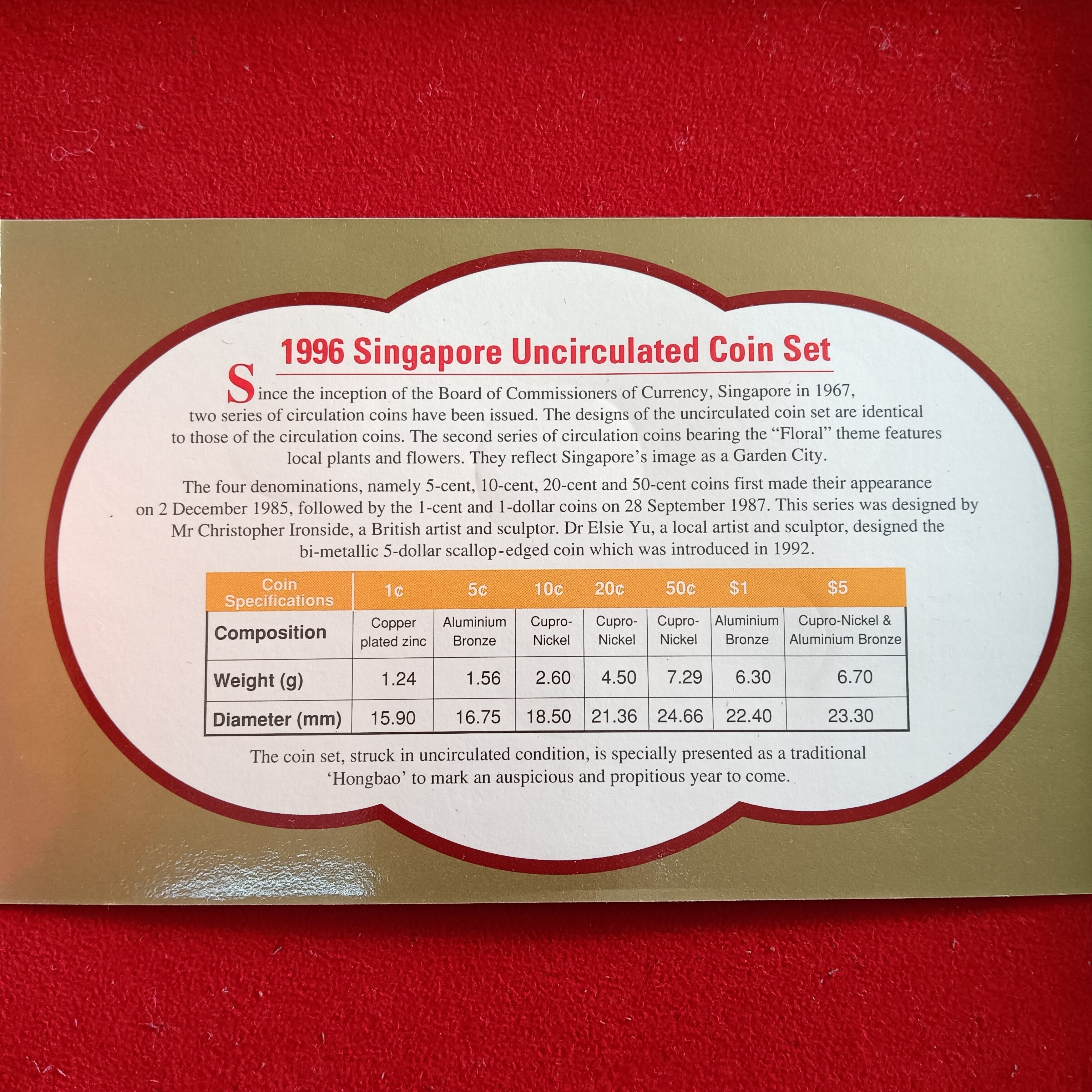 Extremely Rare Singapore Uncirculated Coin Set 1996 Year Board Of Commissioner's of Currency The Singapore Mint - Image 10