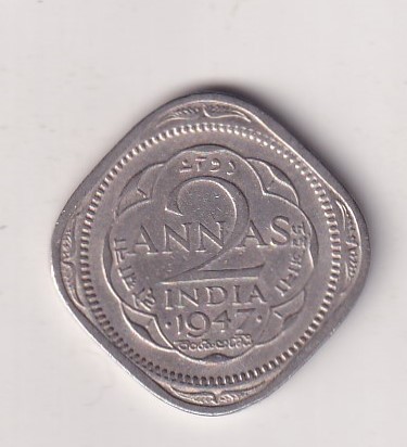2 Annas 1947 - George VI RARE COIN # I-216
