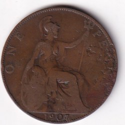 United Kingdom 1 Penny 1907 Edward VII Rare Coin #I-180