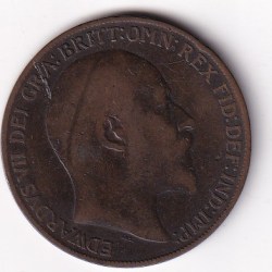 Alternative view of United Kingdom 1 Penny 1908 Edward VII Rare Coin #I-185