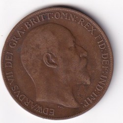 Alternative view of United Kingdom 1 Penny 1909 Edward VII Rare Coin #I-186