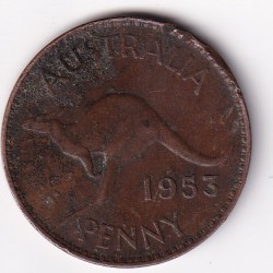 Australia 1 Penny 1953 Elizabeth II Rare Coin #I-187