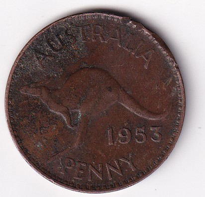 Australia 1 Penny 1953 Elizabeth II Rare Coin #I-187