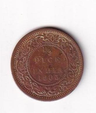 British India ½ Pice 1903 Edward VII Coin #I-191