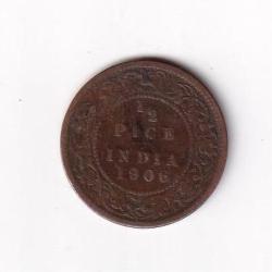 British India ½ Pice 1906 Edward VII Rare Coin #I-211