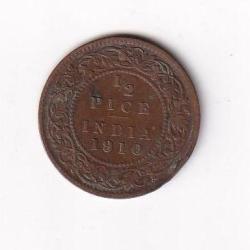 British India ½ Pice 1910 Edward VII Rare Coin #I-212