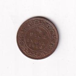 British India ½ Pice 1910 Edward VII Rare Coin #I-213