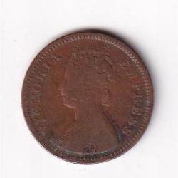 Alternative view of British India ½ Pice 1887 Victoria Rare Coin #I-224