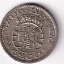 Alternative view of Portuguese India 6 Escudos- Republic 1959 Rare Coin #I-266