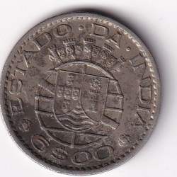 Alternative view of Portuguese India 6 Escudos- Republic 1959 Rare Coin #I-267