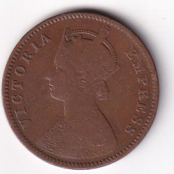 Alternative view of British India 1/4 Anna 1890 Victoria Rare Coin #I-268