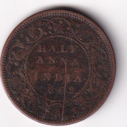 British India Half Anna 1862 Victoria Rare Coin #I-281