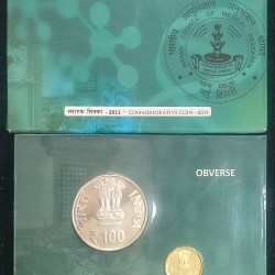Alternative view of 100 years of Indian Council of Medical Research - (1911 - 2011 ) Hyderabad Mint 2 coins ((UNC SET))