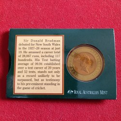 Alternative view of Australian 5 Dollar Sir Donald Bradman World PROOF Coin 1996 Year Royal Australian Mint